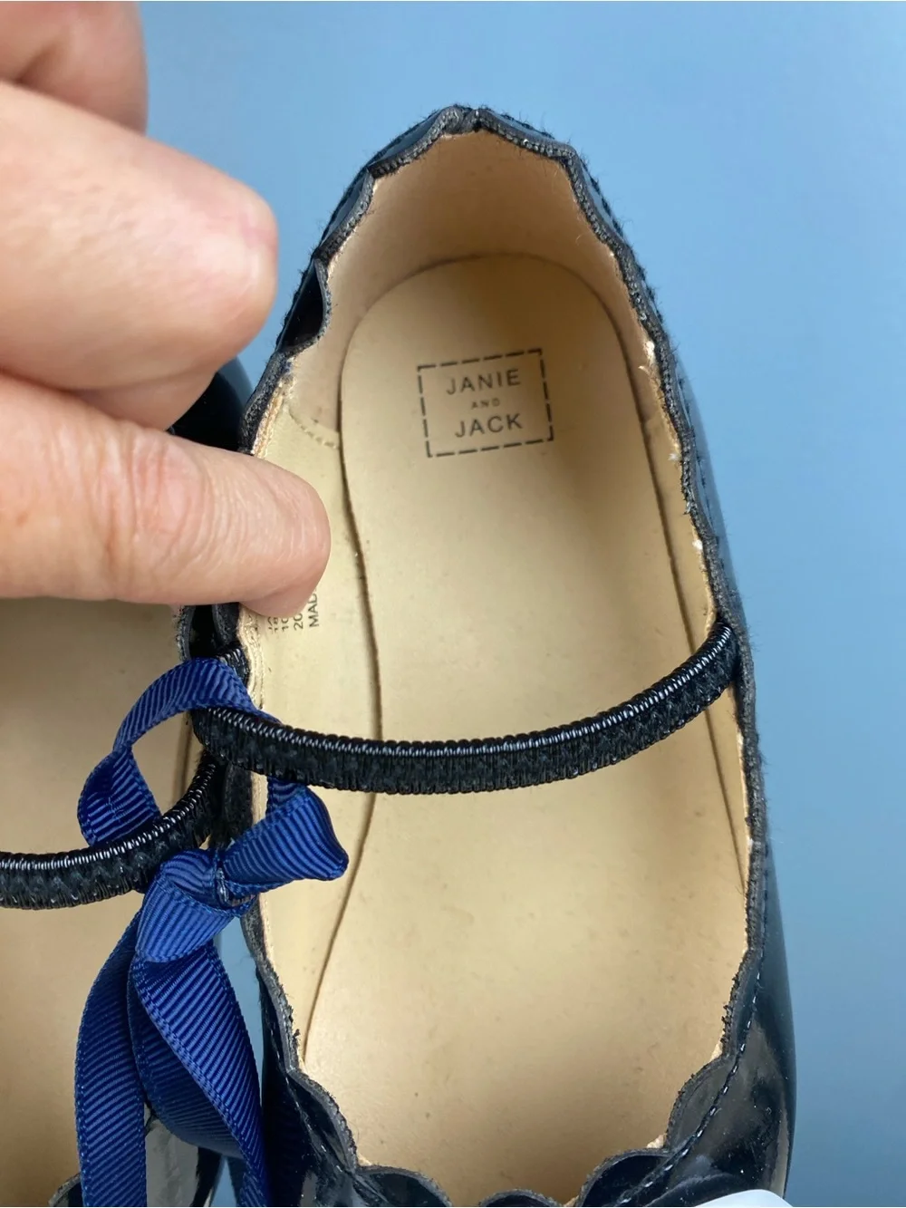 Janie and Jack Black Patent Leather Dress Shoes with Bow Toddler Girls size 8